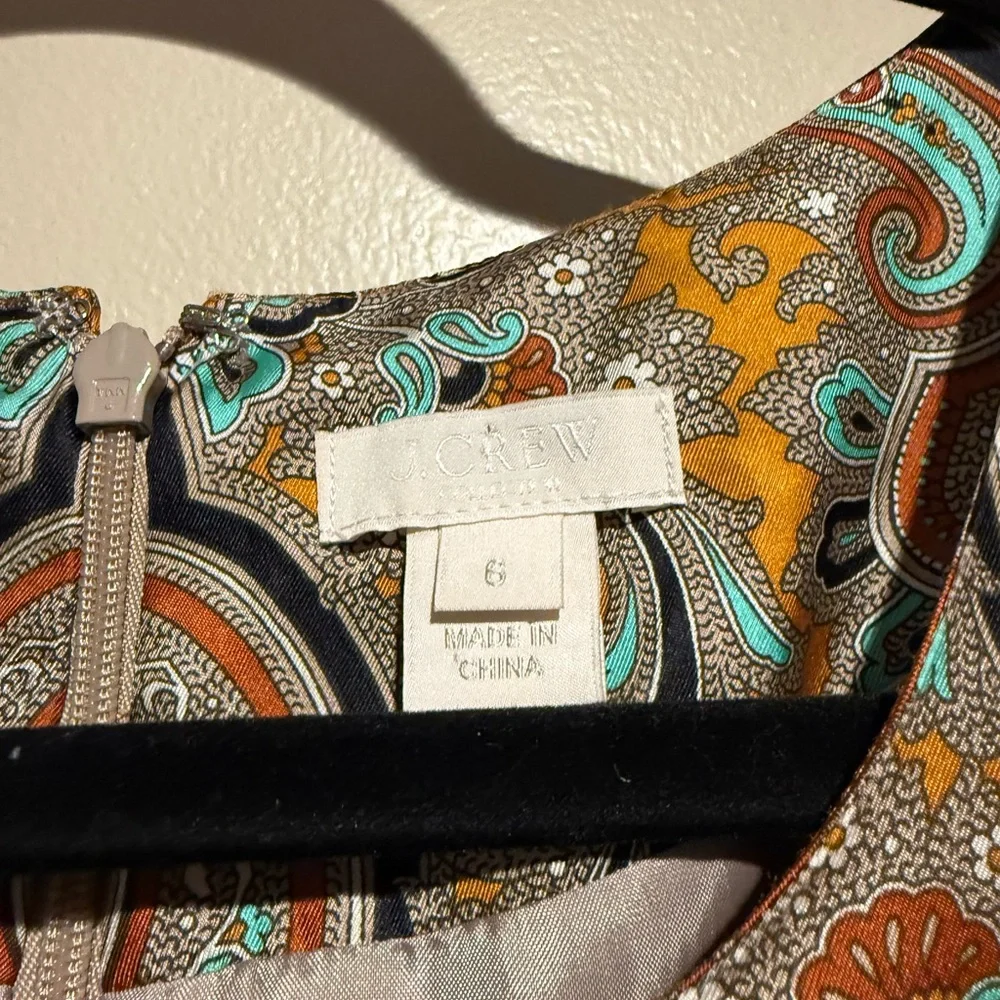 J. Crew Paisley Mini Dress in Mustard, Teal, Brown